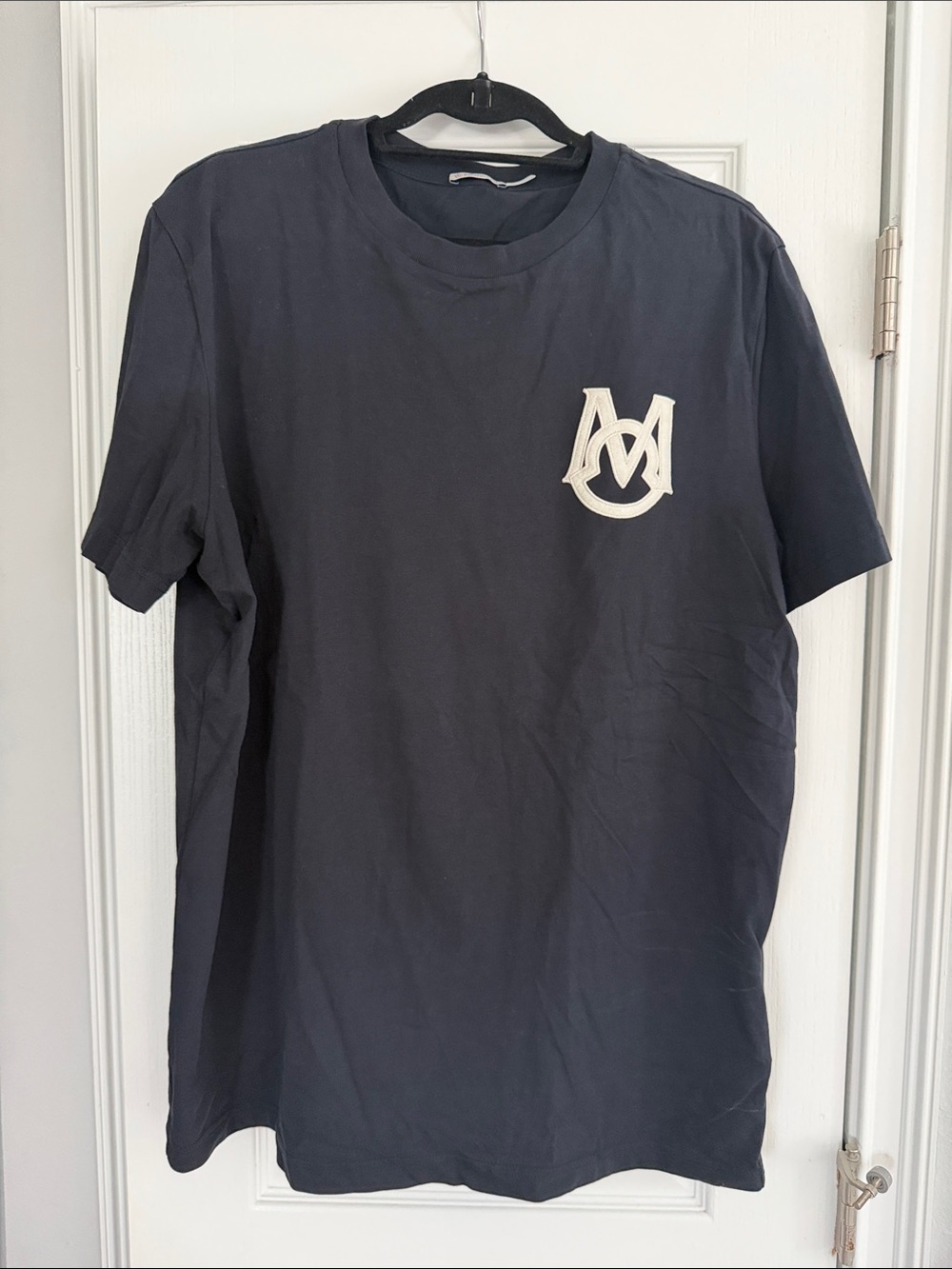 Moncler Navy Short-Sleeve Logo Tee with White Emblem